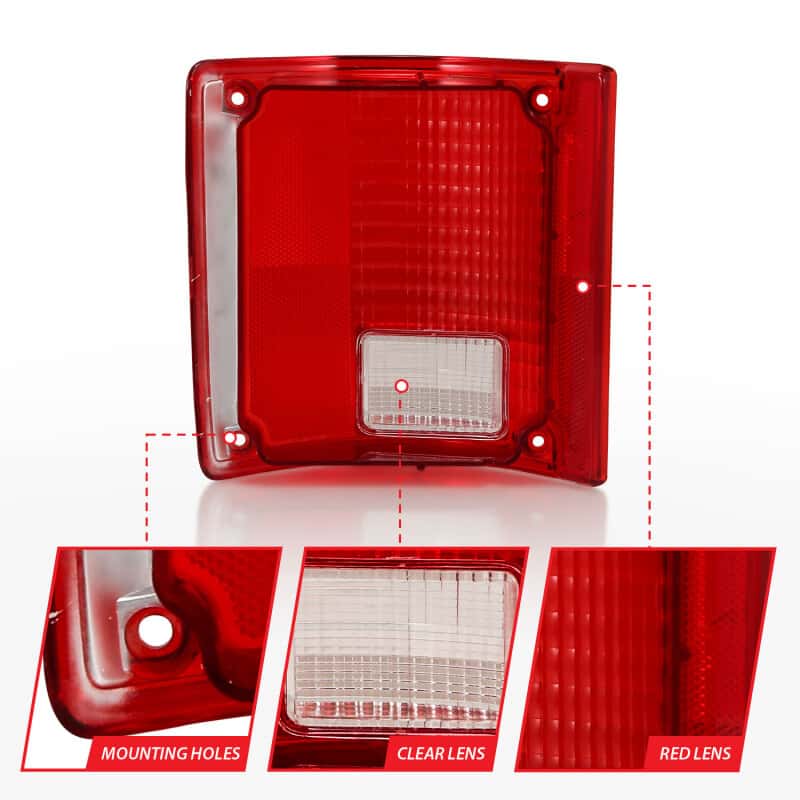 ANZO — ANZO 1978-1991 Chevy Blazer Taillight Red/Clear Lens w/o Chrome Trim Fleetside (OE Replacement)
Tail Light Set
TailLightSet - view 10