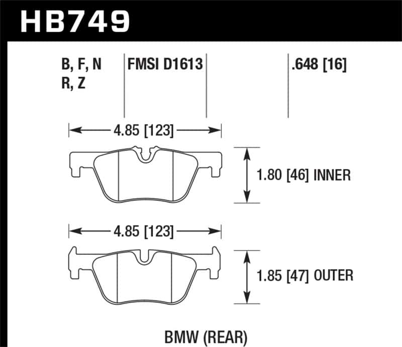 Hawk Performance — Hawk 13-14 BMW 328i/328i xDrive / 2014 428i/428i xDrive HPS 5.0 Rear Brake Pads
Disc Brake Pad - view 1