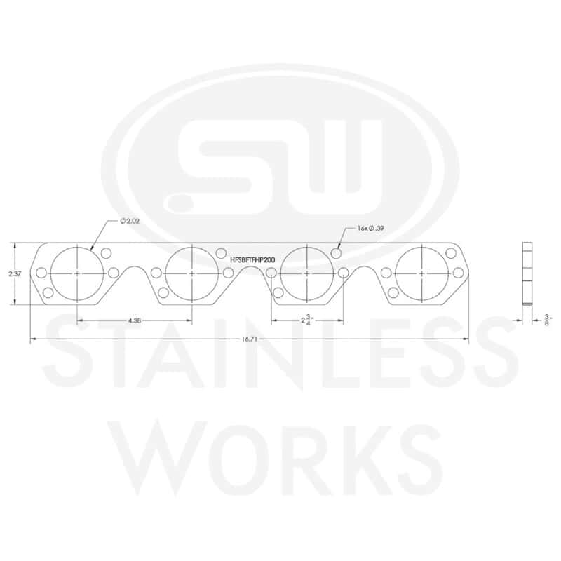 Stainless Works — Stainless Works Small Block Ford Trick Flow High Port Header 304SS Exhaust Flanges 2in Primaries
HFSBFTFHP200

Header Flange - view 3