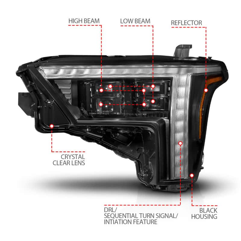 ANZO — ANZO 22-24 Toyota Tundra (w/Factory LED Refl.) Z-Series Full LED Proj Headlights - Driver Side ONLY - view 11