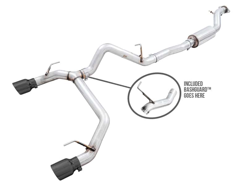 AWE Tuning — AWE Tuning 2021+ Ford Bronco 0FG Dual Rear Exit Exhaust w/Diamond Black Tips & Bash Guard
0FG Catback - view 1