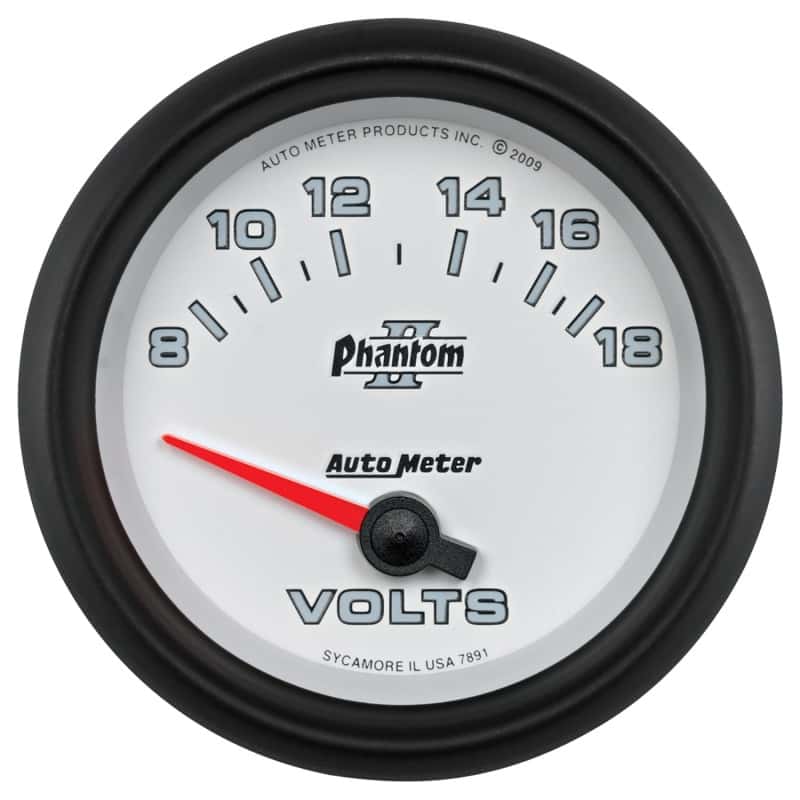 AutoMeter — Autometer Phantom II 2-5/8in 18V Electric Voltmeter Gauge
2-5/8" VOLTMETER, 8- - view 1