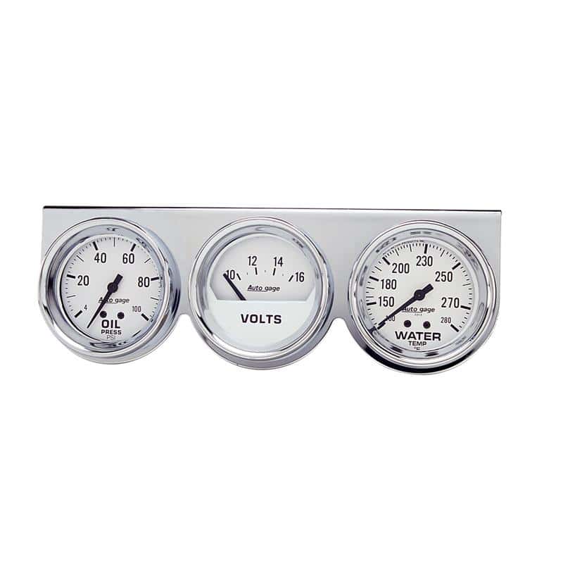 AutoMeter — Autometer AutoGage 2-5/8in 0-100 PSI Oil Press/ 16 Volt / 130-280 Deg Water Temp - Chrome Bezel
3 GA PNL OP/WT/V CHR - view 2