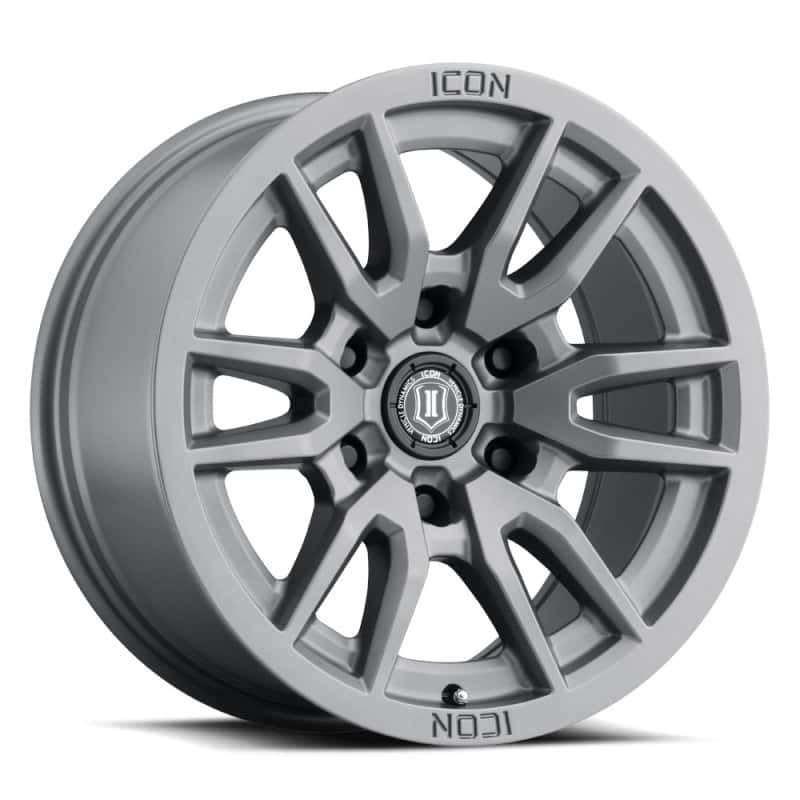 ICON — ICON Vector 6 17x8.5 6x5.5 0mm Offset 4.75in BS 106.1mm Bore Titanium Wheel
VECTOR 6 WHEEL - view 1