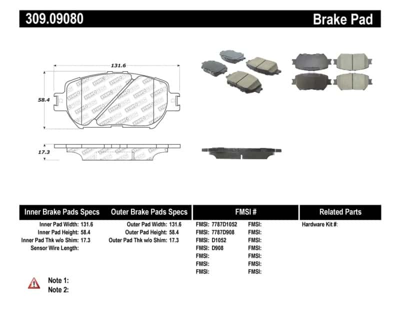 Stoptech — StopTech Performance 06 Lexus GS / 09-10 IS Front Brake Pads
Sprt Brk Pad W/Hdwr - view 1