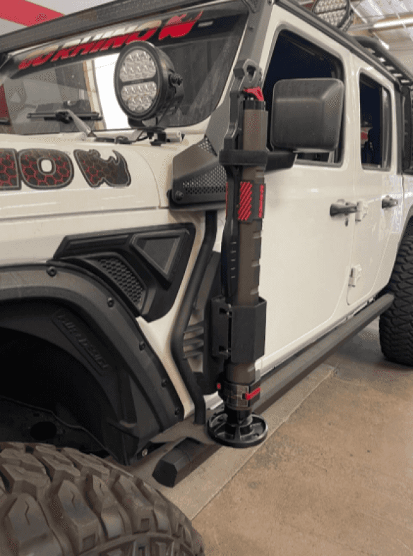 Go Rhino — Go Rhino 18-24 Jeep Wrangler JL/JLU/JT Front Fender Jack Mount for Xventure Gear EG Jack - Tex. Blk
Jack Mount-Exterior - view 3
