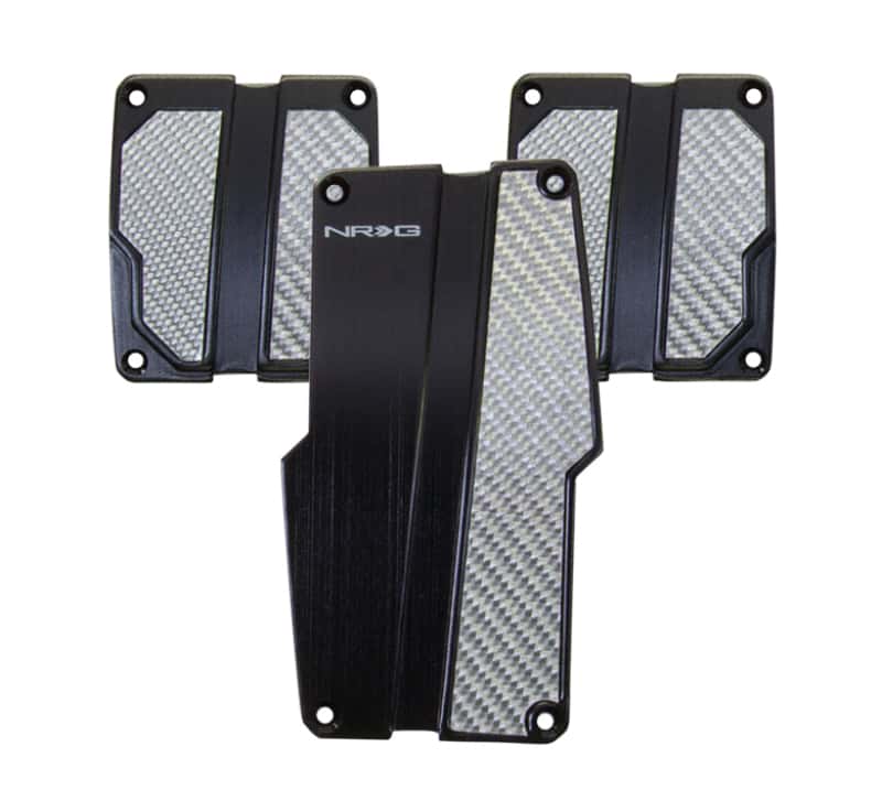 NRG — NRG Brushed Aluminum Sport Pedal M/T - Black w/Silver Carbon - view 1