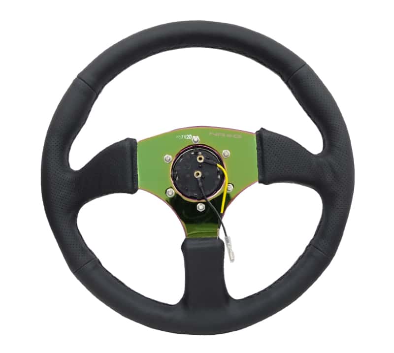 NRG — NRG Reinforced Steering Wheel (350mm / 2.5in. Deep) Leather Race Comfort Grip w/4mm Neochrome Spokes - view 4