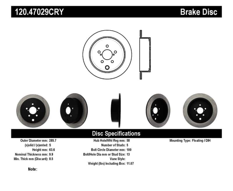 Stoptech — Stoptech 09-10 Subaru Forester / 08-10 Impreza/WRX Rear CRYO-STOP Rotor
Cryostop Rotor - view 3