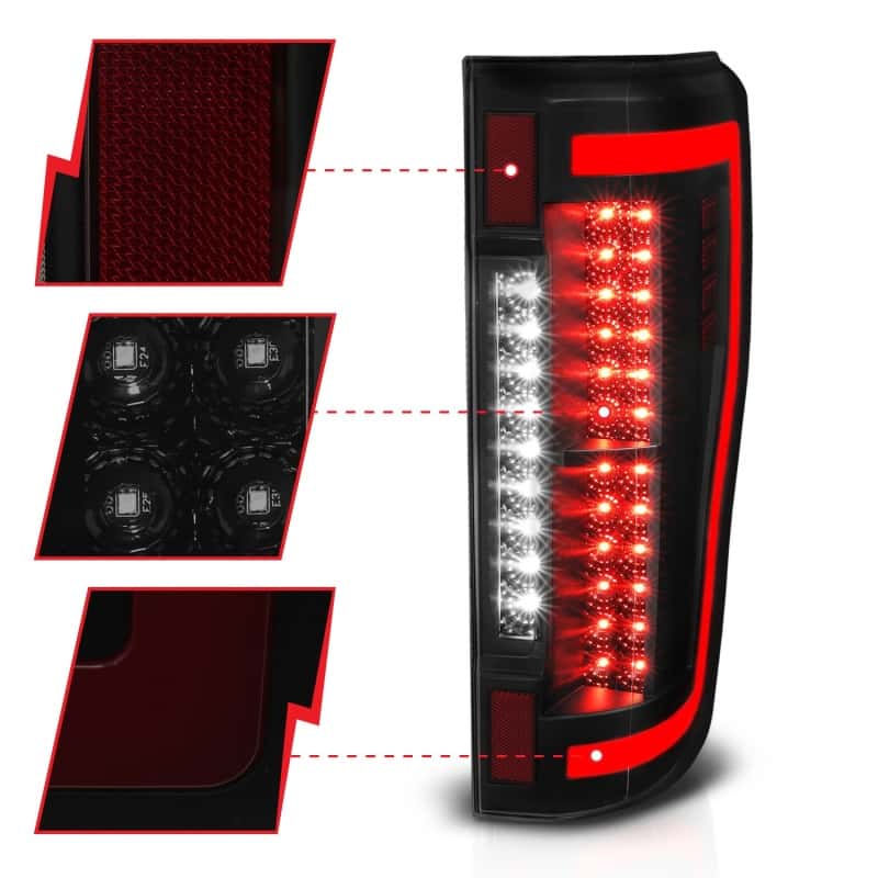ANZO — FORD F250/ F350/ F450 17 UP L.E.D T.L BLACK HOUSE SMOKE LEN
ANZO 2017+ Ford F-250 LED Taillights - Black/Smoke
Tail Light Set
TailLightSet - view 5