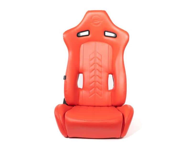 NRG — NRG Reclinable Sport Seats (Pair) The Arrow Red Vinyl w/ Pressed NRG Logo w/ Red Stitch - view 4