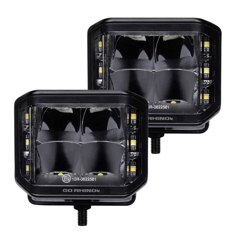 Go Rhino — Go Rhino Xplor Blackout Series Cube LED Sideline Spot Light Kit (Surface Mount) 4x3 - Blk (Pair)
BLK-Sideline Lights - view 1