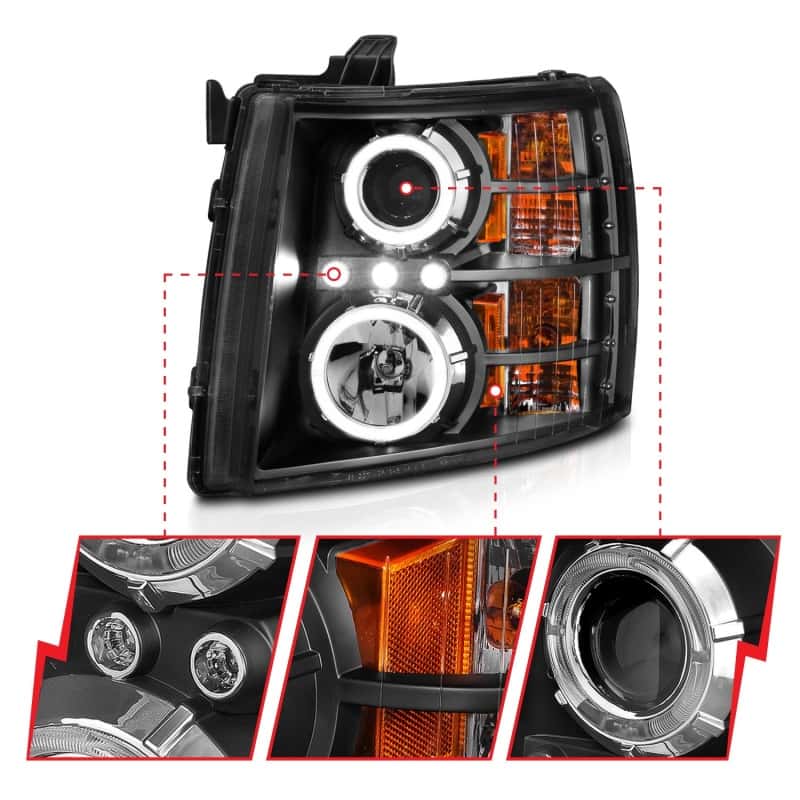 ANZO — ANZO 2007-2013 Chevrolet Silverado 1500 Projector Headlights w/ Halo Black
Head Light Set
HdLtSet - view 4