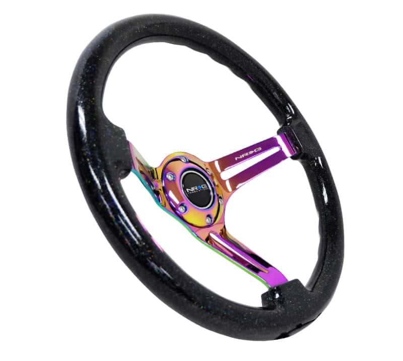 NRG — NRG Reinforced Steering Wheel (350mm / 3in. Deep) Blk Multi Color Flake w/ Neochrome Center Mark - view 2