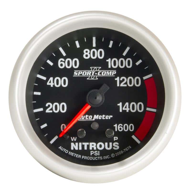 AutoMeter — Autometer Sport-Comp II Pro Control 2-5/8in 1600 PSI Nitrous Pressure Gauge w/ Peak and Warn
2-5/8" NITROUS, 0-16 - view 2