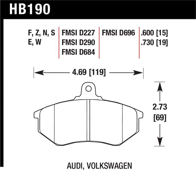 Hawk Performance — Hawk Audi 5000 S Turbo/4000CS Quattro/Coupe GT / Volkswagen Golf/Jetta/Passat  Race Frt Brk 9012
Disc Brake Pad - view 1
