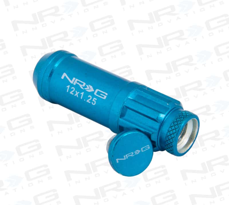 NRG — NRG 700 Series M12 X 1.25 Steel Lug Nut w/Dust Cap Cover Set 21 Pc w/Locks & Lock Socket - Blue - view 7