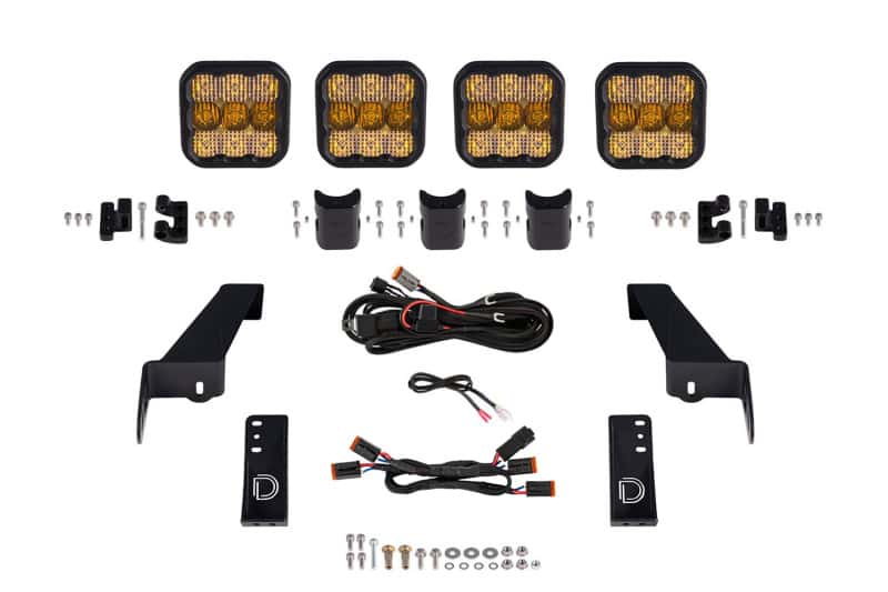 Diode Dynamics — Diode Dynamics Jeep JK SS5 4-Pod CrossLink Grille Lightbar Kit Pro - Yellow Combo - view 1