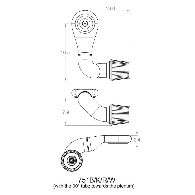 Spectre — Spectre Plenum Kit (Low) w/Passenger Side 45/90 Degree Tube - view 11