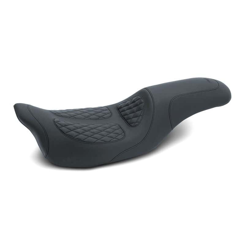 Mustang Motorcycle — Mustang 08-21 Harley Electra Glide, Rd Glide, Rd King, Str Glide 1PC Seat w/Diamond Stitch - Black - view 2
