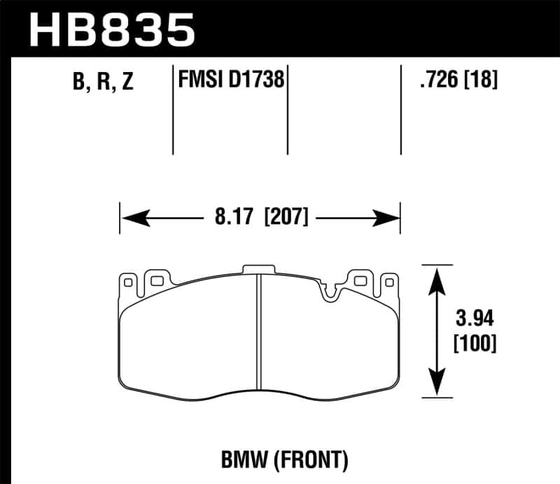 Hawk Performance — Hawk 13-16 BMW 5 Series HPS 5.0 Front Brake Pads
Disc Brake Pad - view 1
