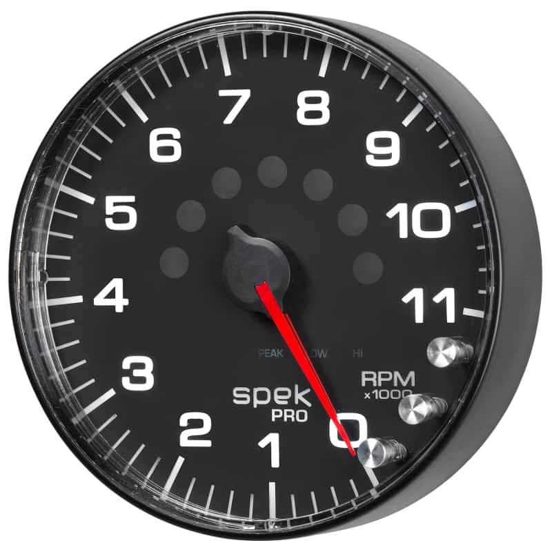 AutoMeter — Autometer Spek-Pro Gauge Tachometer 5in 11K Rpm W/Shift Light & Peak Mem Black/Black
GA 5" 11KRPM BFB SPK - view 14