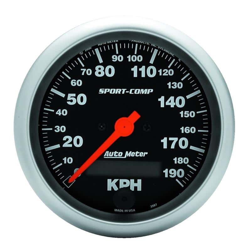 AutoMeter — Autometer Sport-Comp 3-3/8 inch 190 KPH Electronic Speedometer Gauge
3-3/8" SPEEDO, 190 K - view 2