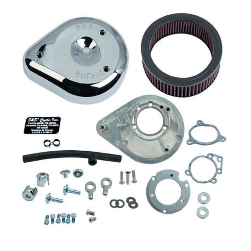 S&S Cycle — S&S Cycle 08-16 Touring Stock Bore Throttle By Wire Teardrop Air Cleaner Kit - Chrome - view 1