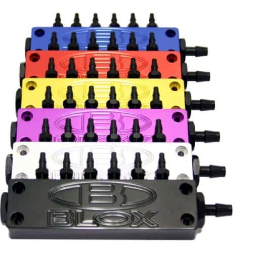 BLOX Racing — BLOX Racing 6-Port Billet Aluminum Black Universal with Fittings and Plugs - view 2
