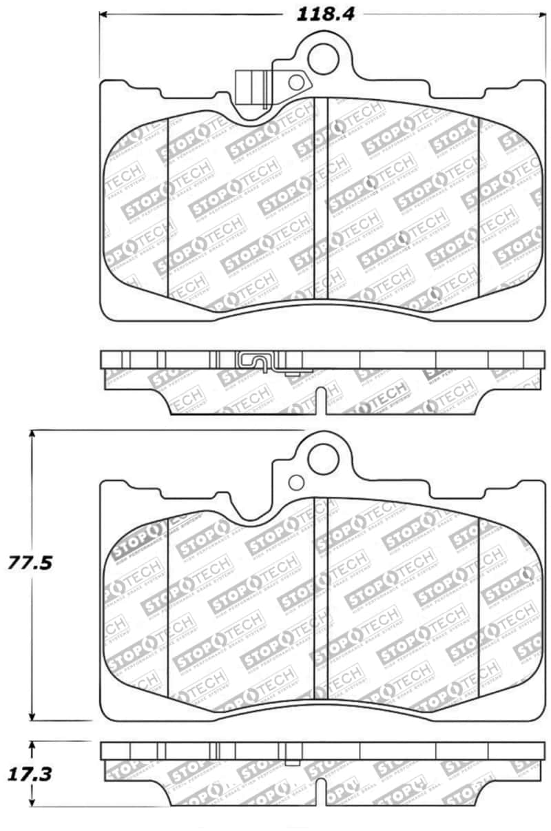 Stoptech — StopTech Performance 06 Lexus GS300/430 / 07-08 GS350 / 06-08 IS350 Front Brake Pads
Sprt Brk Pad W/Hdwr - view 8