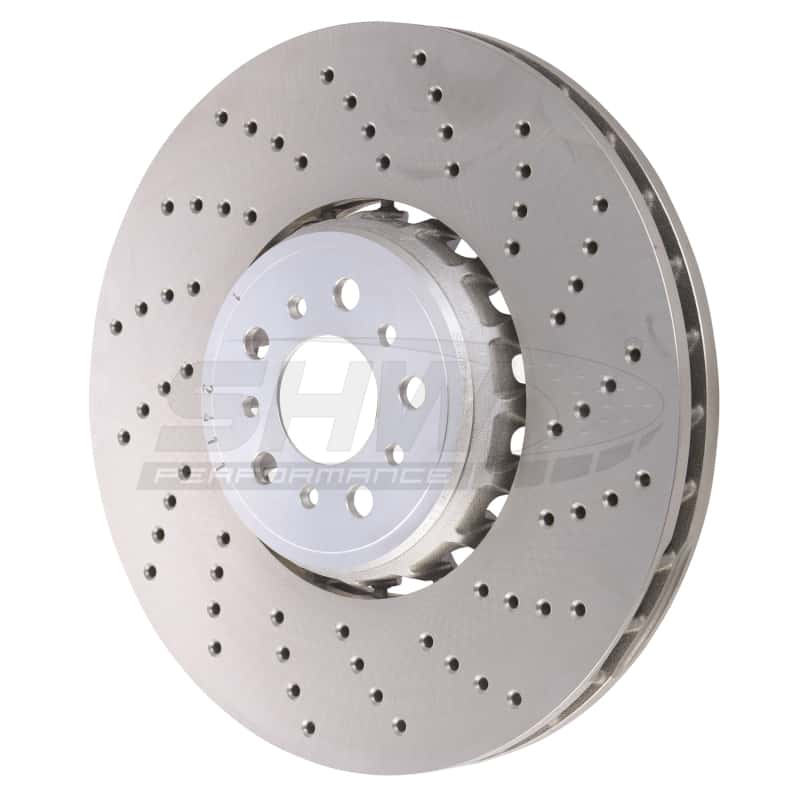 SHW Performance — SHW 2020+ BMW X3 M 3.0L Right Front Cross-Drilled Lightweight Brake Rotor (34118054826) - view 2