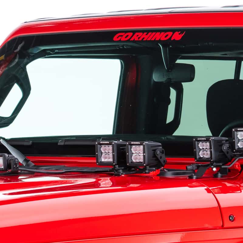 Go Rhino — Go Rhino 18-20 Jeep Wrangler JL/JLU/Gladiator JT Light Mount - Two 3in Cubes
Hood Hinge Mount - view 5
