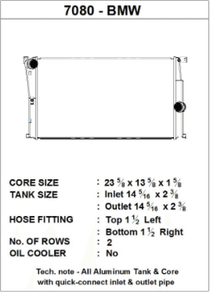 CSF — CSF BMW 2 Series (F22/F23) / BMW 3 Series (F30/F31/F34) / BMW 4 Series (F32/F33/F36) M/T Radiator
CSF Radiator
7080
 - view 1