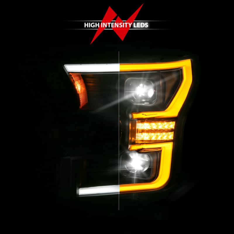 ANZO — ANZO 15-17 Ford F-150 (Factory Halogen Model ONLY) Full LED Proj Headlights  Init/SeqSig Black- Pair - view 5