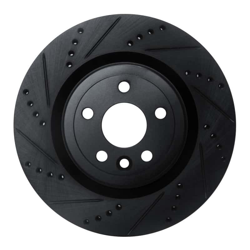 R1 Concepts — R1 2017-2020 Jaguar I-Pace Rear Left Drilled & Slotted Black Brake Rotor
R1 Brake Rotor Drill - view 1