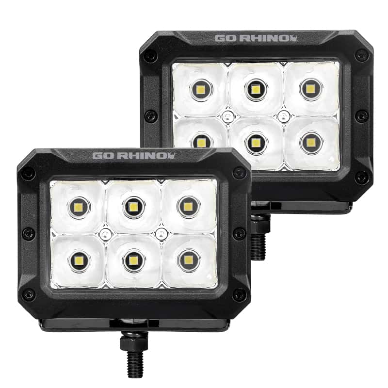 Go Rhino — Go Rhino Xplor Bright Series Rectangle LED Spot Light Kit (Surface/Thread Stud Mnt) 4x3 - Blk (Pair)
Bright-Two 4x3Lights - view 1
