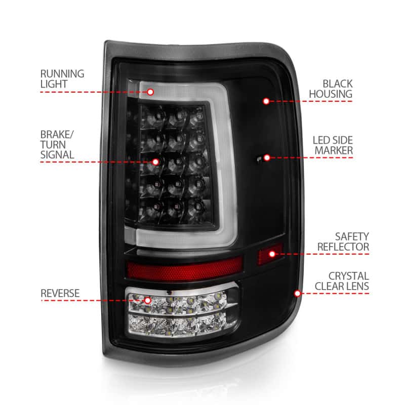 ANZO — ANZO 2004-2006 Ford F-150 LED Tail Lights w/ Light Bar Black Housing Clear Lens - view 11