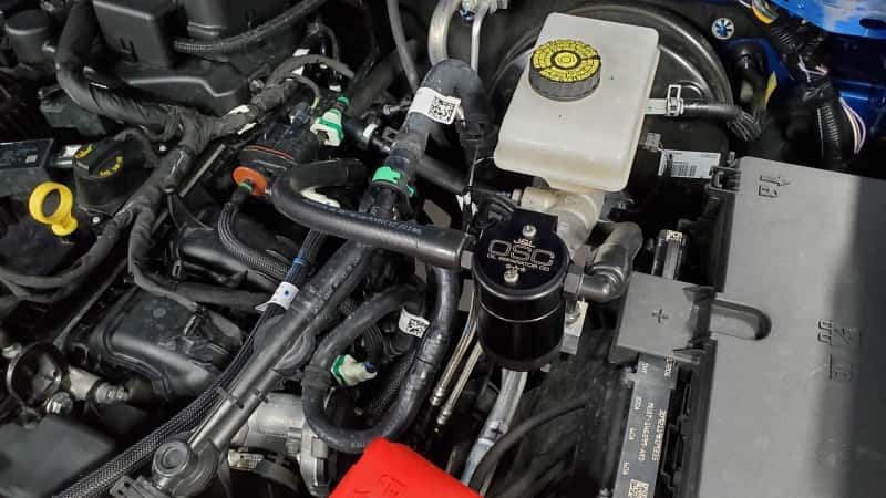 J&L — J&L 2021.5-2024 Ford Bronco 2.3L EcoBoost Oil Separator 3.0 Passenger Side - Black Anodized
Oil Separator - view 2