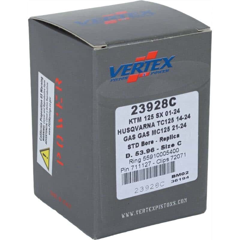 Vertex Pistons — Vertex Piston 01-16 KTM 125 EXC 125cc Cast Replica Piston Kit - view 5