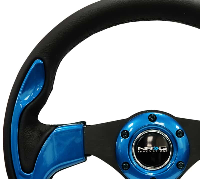 NRG — NRG Reinforced Steering Wheel (320mm) Blk w/Blue Trim - view 3