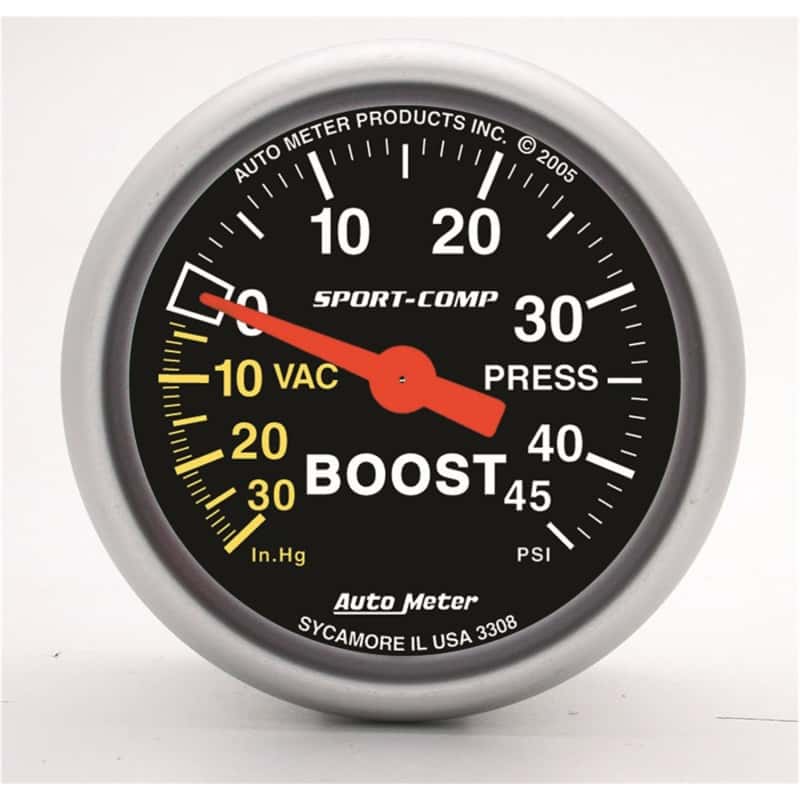 AutoMeter — Autometer Sport-Comp 52mm 45 PSI Mechanical Boost Gauge
2-1/16" BOOST-VAC, 3 - view 2