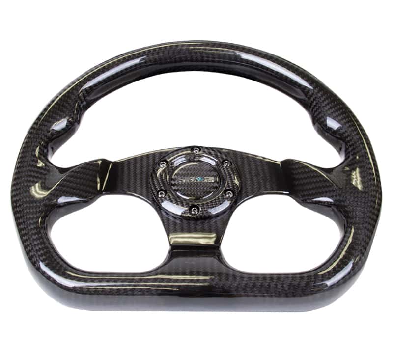NRG — NRG Carbon Fiber Steering Wheel (320mm) Flat Bottom w/Shiny Black Carbon - view 4