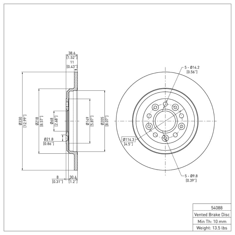 DFC — DFC 05-19 Ford Taurus (Excl SHO) Rear GeoSPEC Coated Rotor
DFC Brake Rotor - view 6
