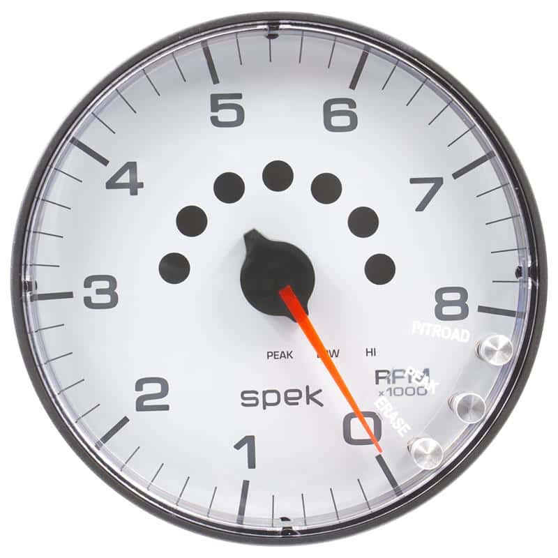 AutoMeter — Autometer Spek-Pro Gauge Tachometer 5in 8K Rpm W/Shift Light & Peak Mem White/Black
GA 5" 8KRPM WFB SPEK - view 2