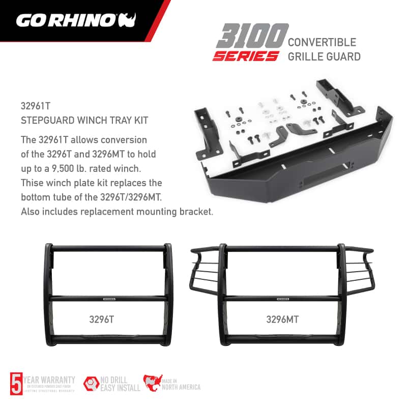Go Rhino — Go Rhino 18-20 Ford F-150 3100 Series StepGuard Center Grille + Brush Guard - Tex. Blk
3100 Grille Guard - view 8