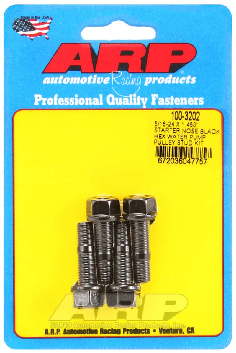 ARP — ARP 5/16-24 X 1.450 Starter Nose Black Hex Water Pump Pulley Stud Kit - view 2