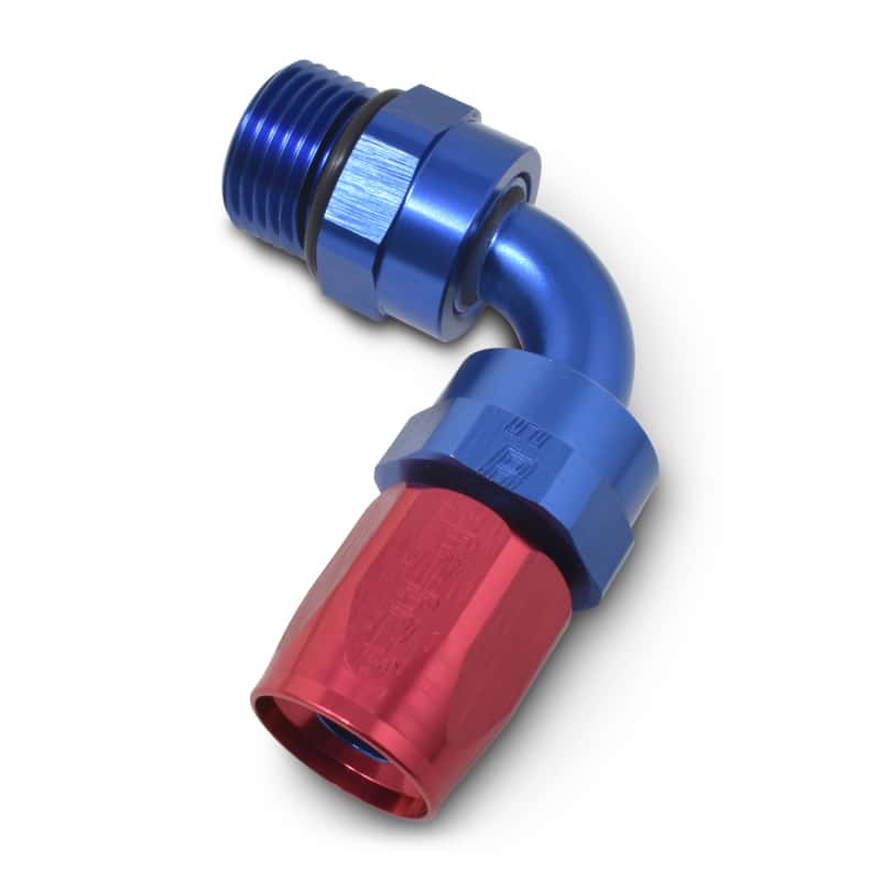Russell — Russell Performance Hose End #6 Hose to #6 Radius Inlet Port Swivel 90 Deg Red/Blue
Hose Fitting - view 5