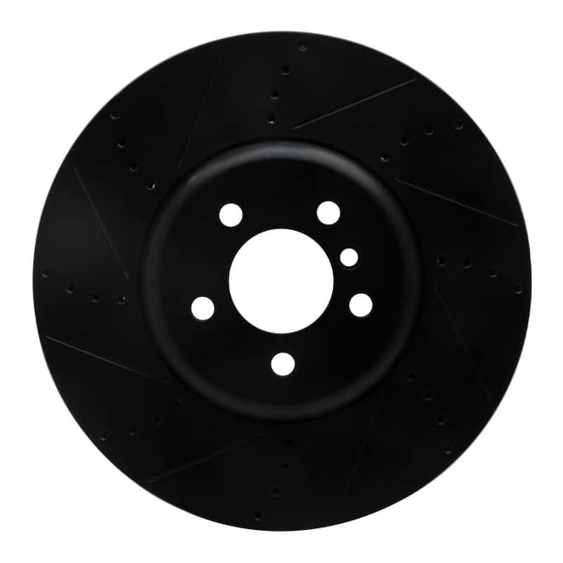 R1 Concepts — R1 2009-2017 BMW 550I GT xDrive Left Front Drilled & Slotted Black Brake Rotor
R1 Brake Rotor Drill - view 1