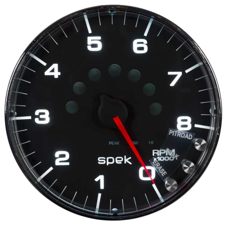 AutoMeter — Autometer Spek-Pro Gauge Tachometer 5in 8K Rpm W/Shift Light & Peak Mem Black/Chrome
GA 5" 8KRPM BFC SPEK - view 5