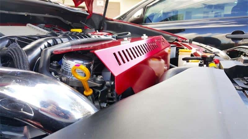 Torque Solution — Torque Solution Engine Pulley Cover 2015+ Subaru WRX/2014+ Forester XT - Red - view 7